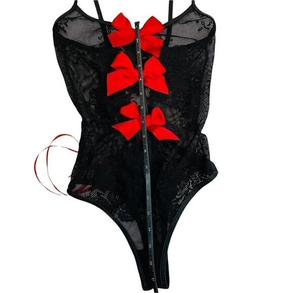 Mesh & Lace Thong Bodysuit Corset Back - Picture 9 of 12